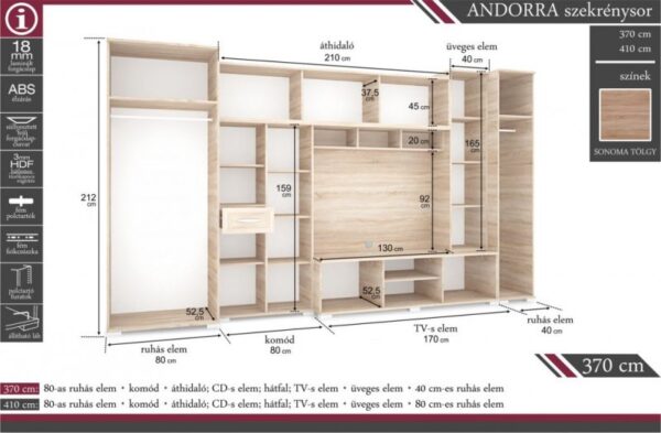 Andorra szekrénysor 370 és 410 cm - Image 6