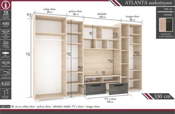 Atlanta szekrénysor 330cm - Image 14