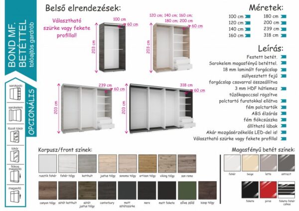 Bond tolóajtós gardrób magasfényű betéttel - Image 31