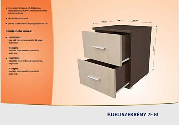Éjjeliszekrény bl 2 fiókos