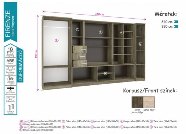Firenze szekrénysor 340, 380 cm - Image 2