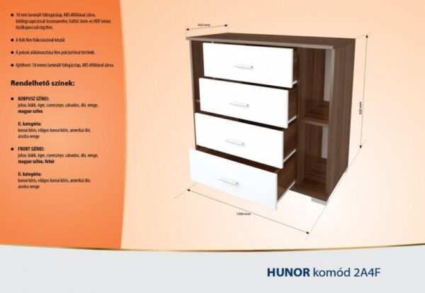 Hunor komód BL 2 ajtós-4 fiókos - Image 2