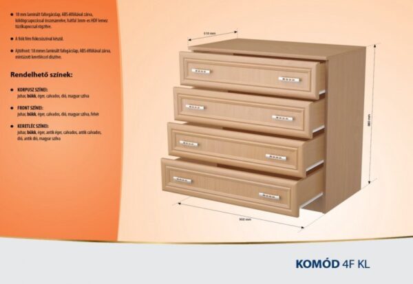 Komód KL 4 fiókos - Image 2