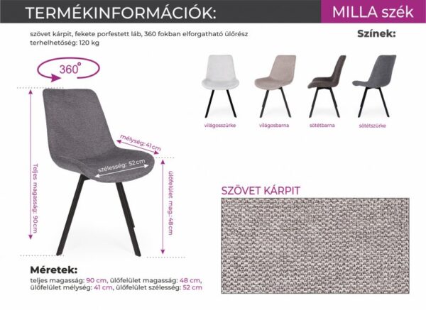 Milla forgó étkezőszék - Image 11