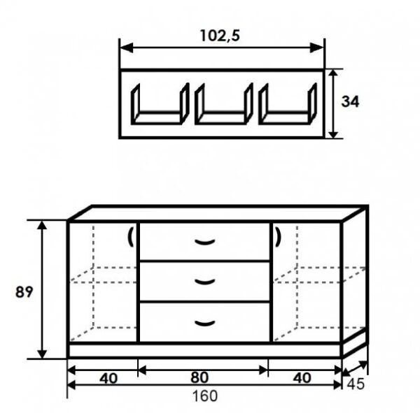 Tálaló alsó RCS-V3 160cm - Image 2