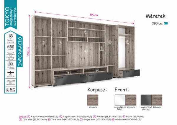 Tokyo magasfényű szekrénysor - Image 8